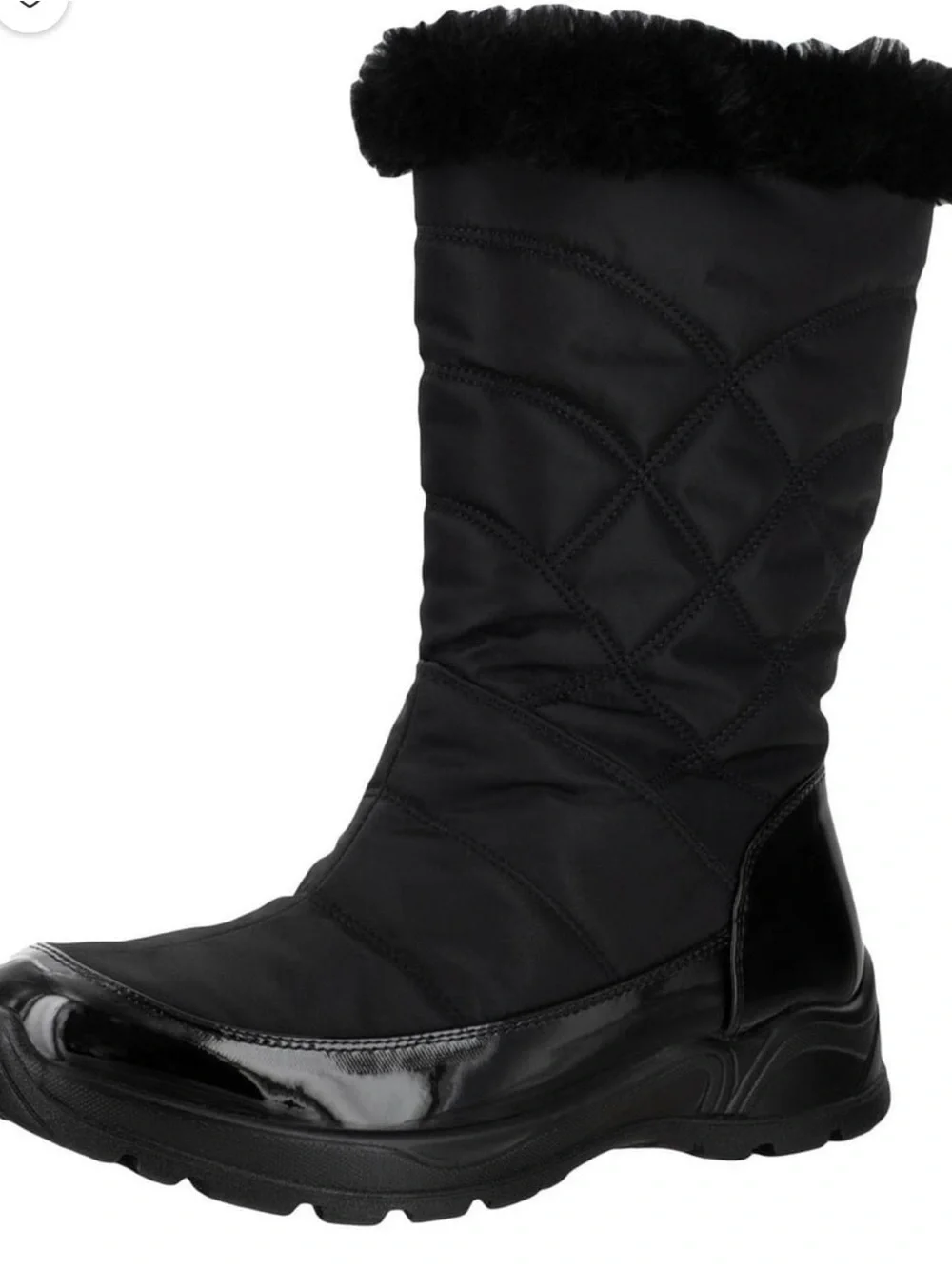 BRAND NEW Easy Dry by Easy Street Black Quilted Faux Fur Winter Boots Size 7